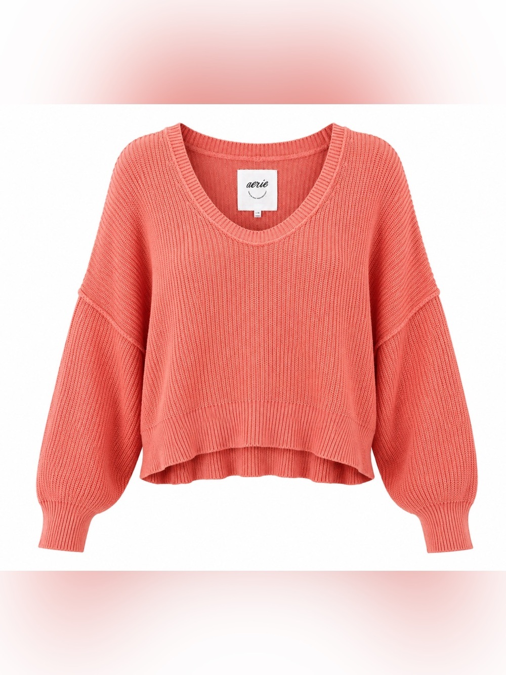 Aerie Beyond Cropped coral sweater, large